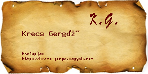 Krecs Gergő névjegykártya